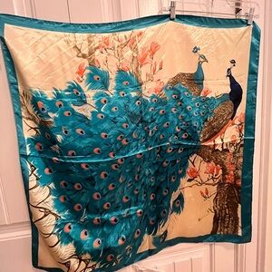 Peacock Print Silk Scarf